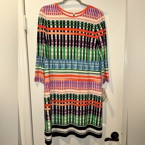 Eliza J White and Purple Dress with 3/4 Sleeves New With Tags